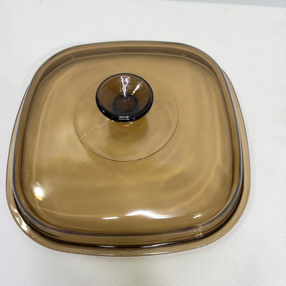Pyrex A-12-C Amber Glass Square Casserole Lid 10 Inch Replacement Vintage USA